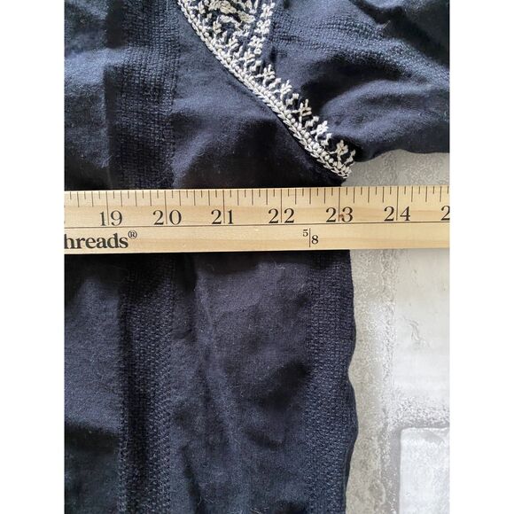 Madewell Camelia Black White Embroidered Boho Peasant Tassel Top Blouse M (flaw) - Picture 6 of 9